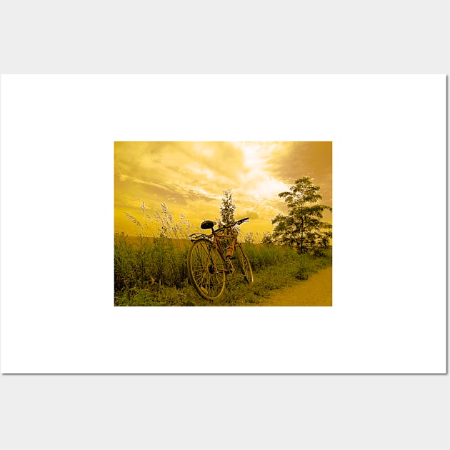 Biking at Sunset Wall Art by ninasilver